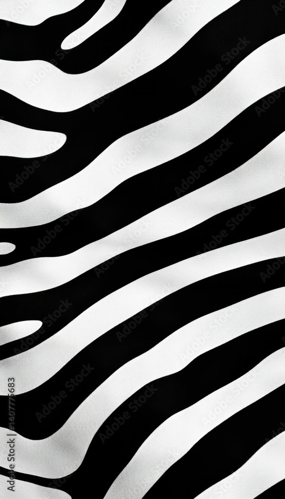 Poster monochrome zebra stripes: a dynamic abstract pattern with rhythmic contrasts