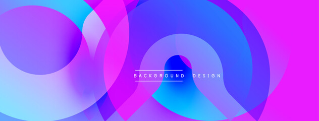 Abstract vibrant background. Overlapping circles create dynamic flow, utilizing gradients from blue to magenta. Modern design element for digital projects.