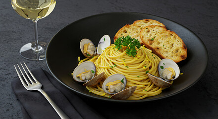 Spaghetti alle Vongole Elegance: Clams, Wine & Fine Dining Delight