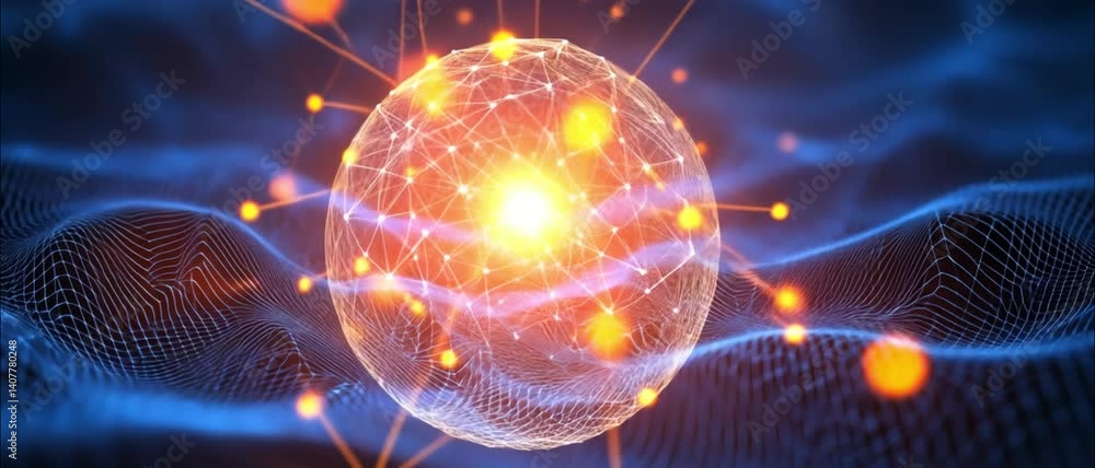 Poster global network connection: abstract digital sphere