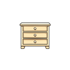 Simple Cartoon Illustration of a Four-Drawer Wooden Chest of Drawers