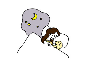 快適に眠る女性と犬
Women and the dog have a good sleep