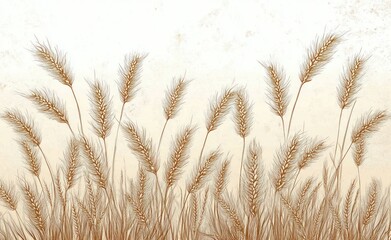 Wheat Stalks Seamless Pattern Hand Drawn Illustration Rustic Design Elements