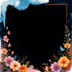 grunge frame with flowers