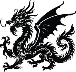 Fototapeta premium A silhouette dragon illustration