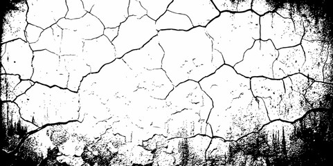 Abstract old wall stone grunge black and white concreate crack scratch in the grunge texture background.