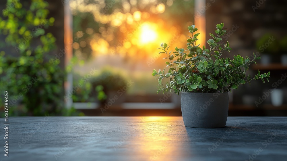 Aufkleber 3d rendering of a blurred gray background with a black desk space