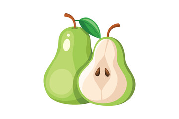 Pear slice isolated on a white background. Fruit pear illustration.