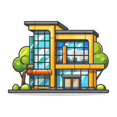Obraz premium Modern Commercial Building Illustration Architectural Design Vector Graphic