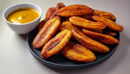 ripe fried african plantain local staple food served as meals with sauce or as a side dish in nigeria