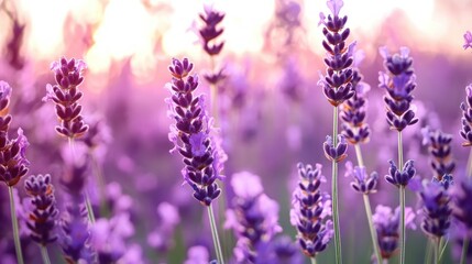 Fototapeta premium Lavender Flowers Blooming in Purple Fragrant Fields of Relaxation and Beauty During Summer