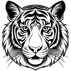 Obraz premium Stylized Black and White Tiger Head Illustration