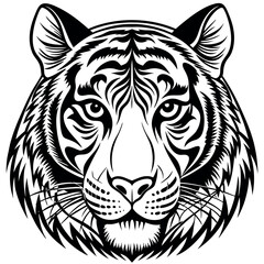 Fototapeta premium Stylized Black and White Tiger Head Illustration