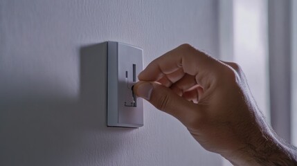 Electrician fixing a faulty light switch. Featuring precision and skill