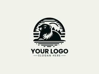 Marmot Vector Logo Illustration, Standing Groundhog Illustration