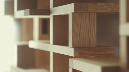 Carpenter assembling wooden shelves in a home study room. Featuring craftsmanship and skill