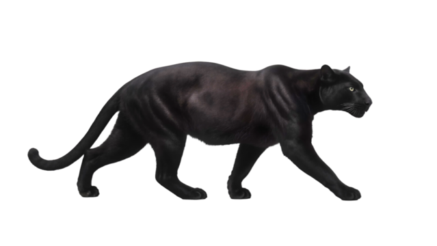 Black Panther Walking on Transparent Background