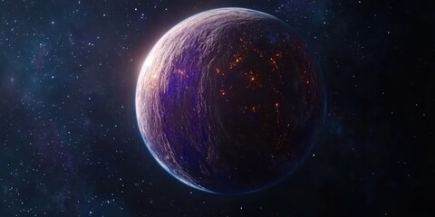 Distant, Damaged Planet in Space