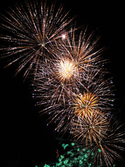 Fuegos artificiales de colores sobre fondo de noche