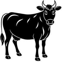 Delightful and playful vector illustration of a cute cow, perfect for farm-themed designs, children’s books, nursery art, educational materials, stickers, and greeting cards.