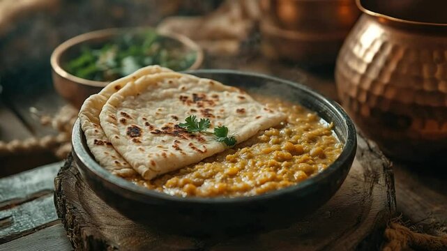 traditional tandoori roti served with dal video indian food