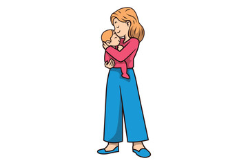 Mother and Child Embracing Illustration