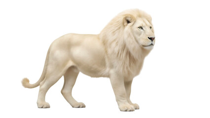Obraz premium Albino Male Lion Walking on Transparent Background