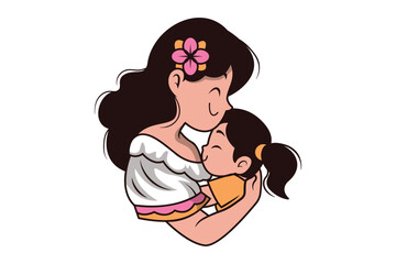 Mother and Child Embracing Illustration