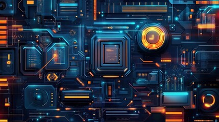 Fototapeta premium Retro Computer Art Deco Style Vector Design with Complex Patterns