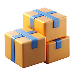Obraz premium 3D Stack of Delivery Boxes: Plastic Shipping Package Icon