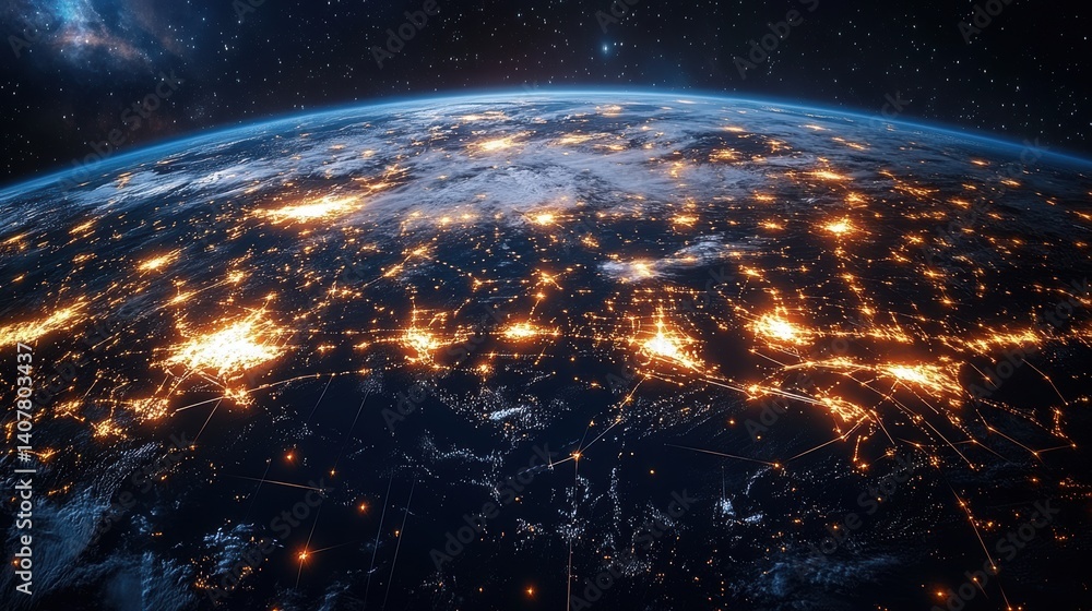 Aufkleber a digital globe with interconnected lines symbolizing global communication and technology in a modern visually appealing design,stock image