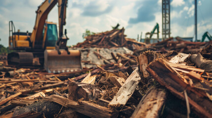 Fototapeta premium Close-Up of Chopped Wood Pile at Logging Site, Freshly Cut Timber Stack, Forestry Resources, Lumber Production, Natural Raw Materials, Organic Wooden Texture, Forestry Industry Background