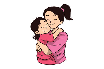 Mother and Child Embracing Illustration