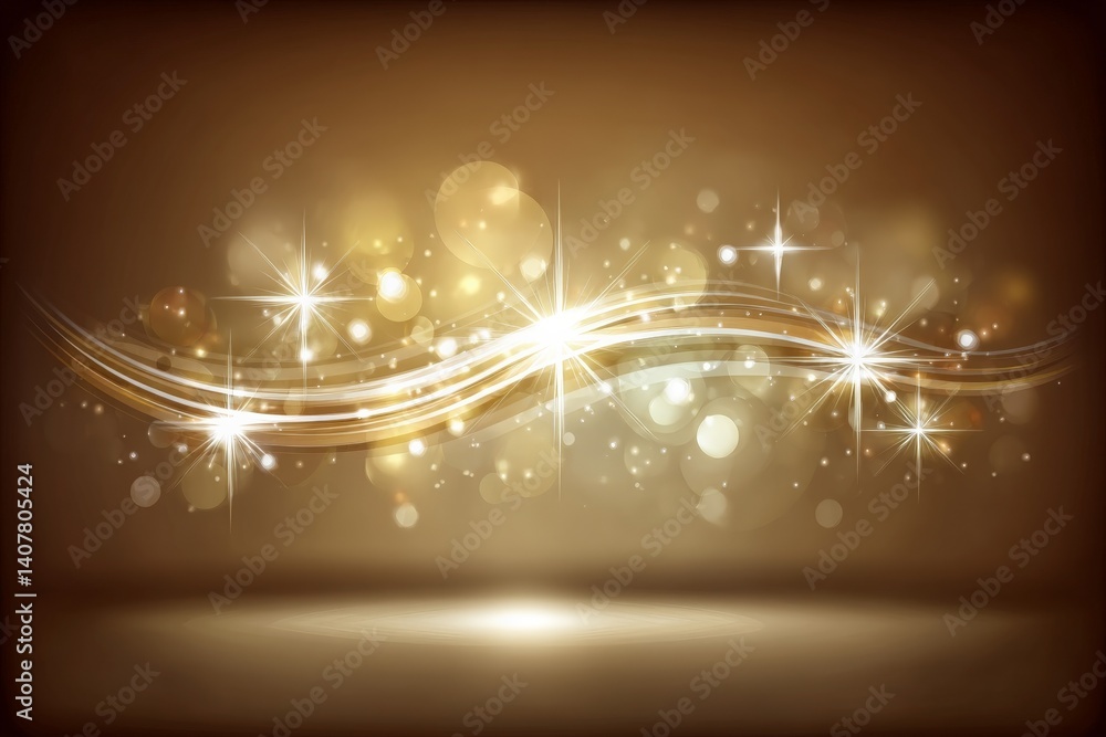 Aufkleber elegant golden abstract background with sparkling lights and flowing lines for creative design proje