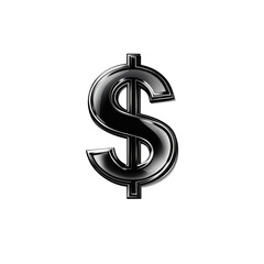 Obraz premium Glossy Black Dollar Sign Symbol on Transparent background