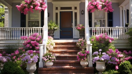 Fototapeta premium restored house spring flowers