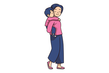 Illustration of Mother Carrying a Child