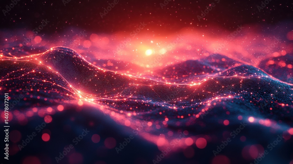 Poster a glowing network of technology nodes and lines banners posters and social media backgrounds with a 