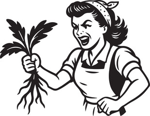 retro woman with weed