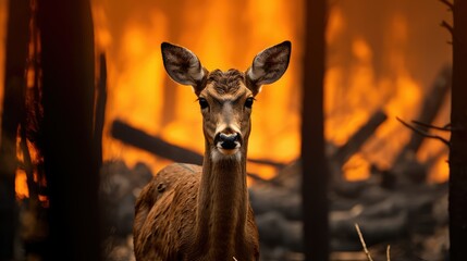 deer forrest fire