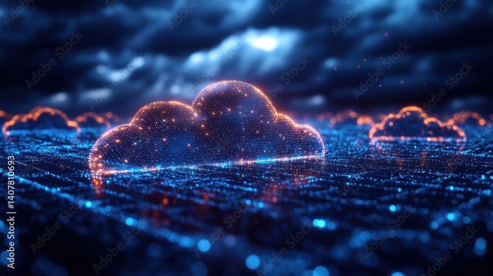 Leinwandbilder a infographic that represents the transfer of a server from one data center to another to support real world operations cloud computing,stock photo