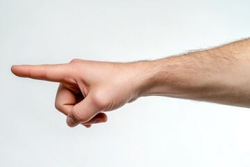 To The Point. Hand Gesturing with Index Finger Showing Direction on White Background.