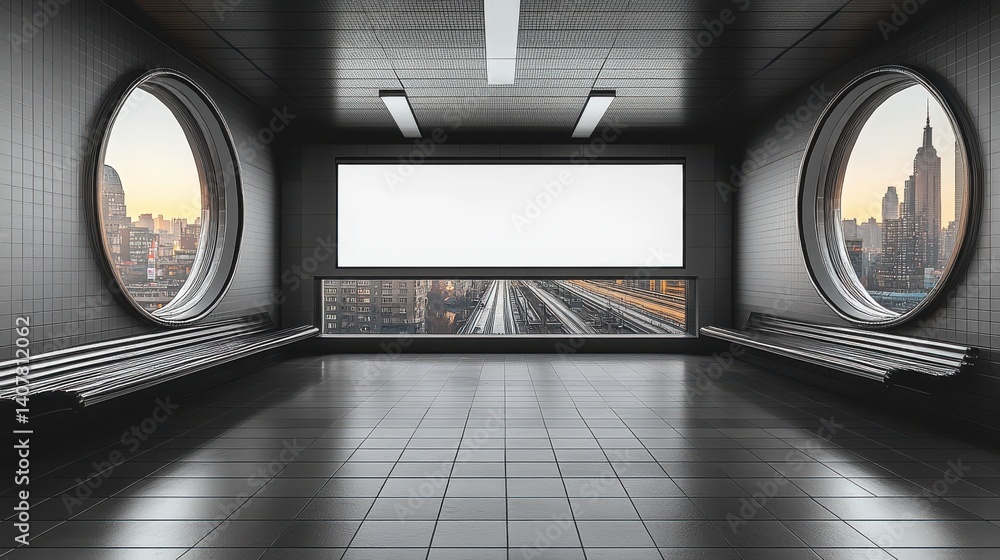 Poster a light box display with a white blank space for an advertisement a subway mock up design