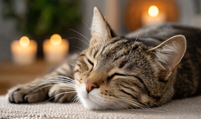 Peaceful cat receiving acupuncture