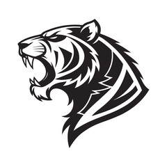 Fierce Tiger Head Silhouette Vector – Wild Animal Graphic Icon