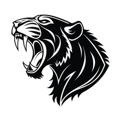 Fierce Tiger Head Silhouette Vector – Wild Animal Graphic Icon