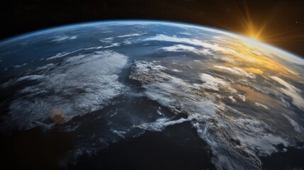 Fototapeta premium Planet earth rotating in space with a sunrise illuminating china