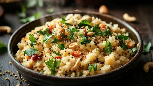 upma with curry leaves and nuts video indian food
