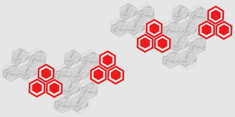 Modern science or technology abstract background using hexagonal shapes. Wireframe spot surface illustration.