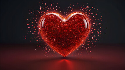 red heart on black background